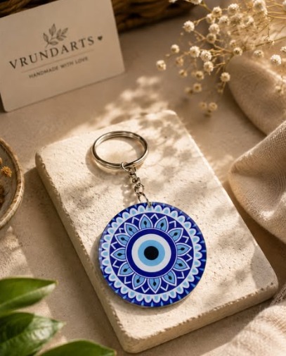 Evil eye mandala keychain